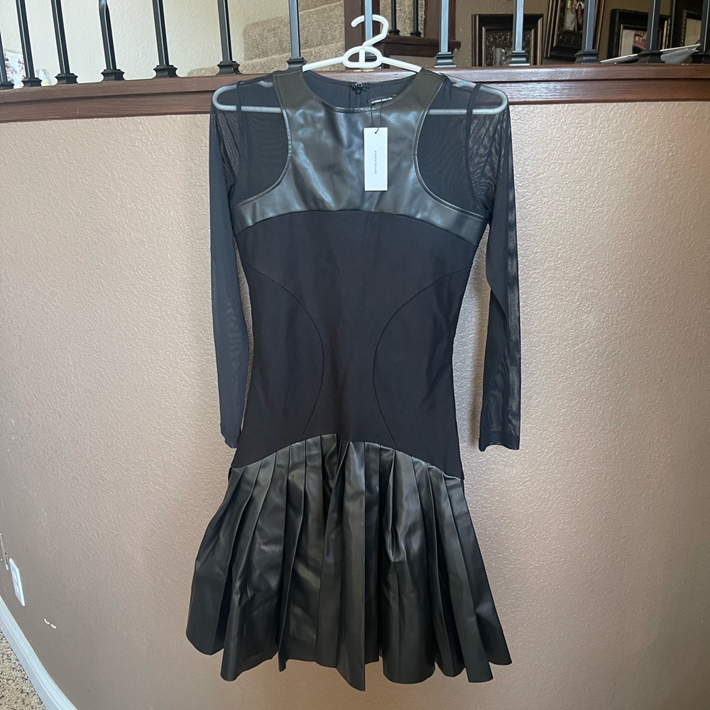 Karen Millen Sleek Black Leather Dress
